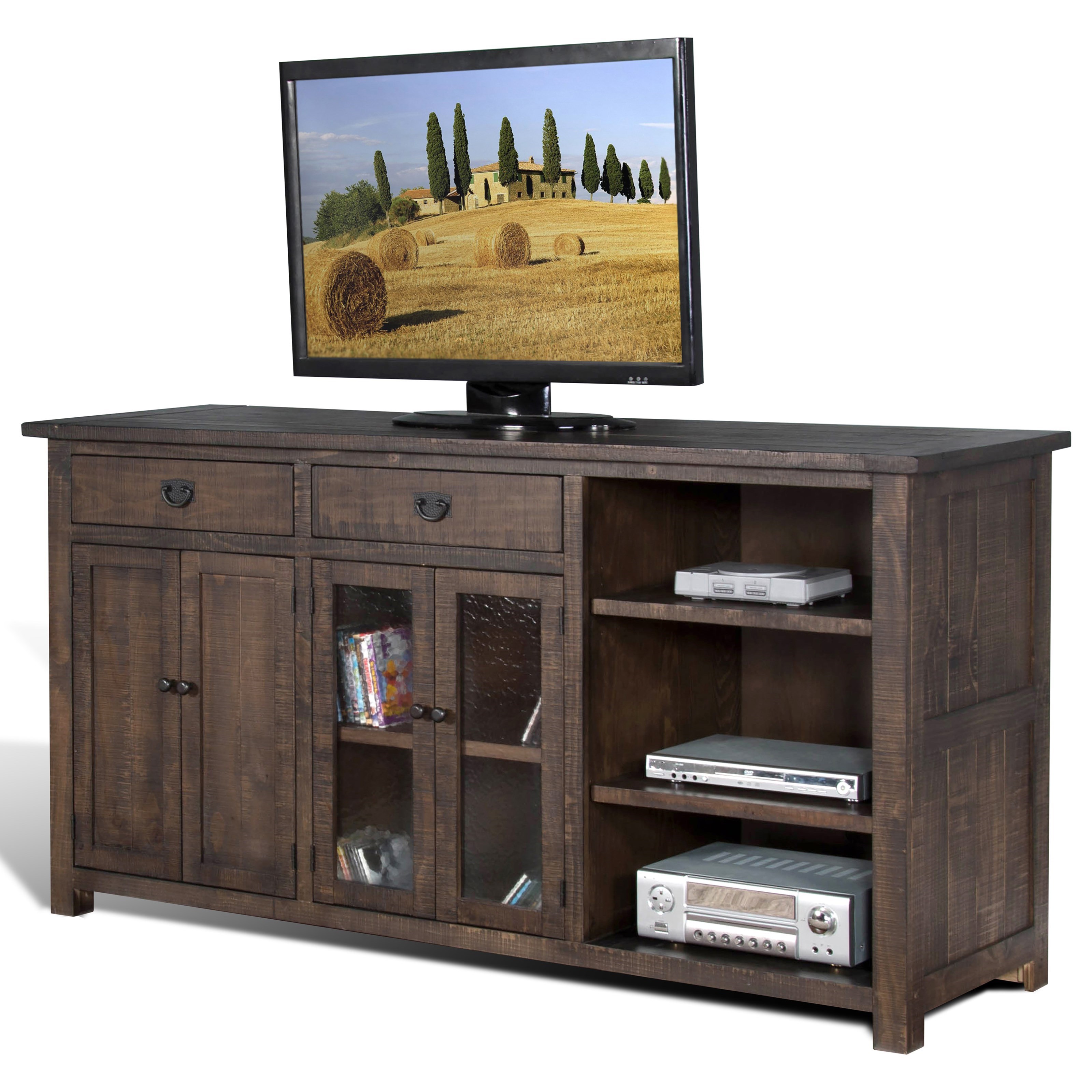 Sunny Designs Homestead Rustic Buffet with Seeded Glass Doors Conlin